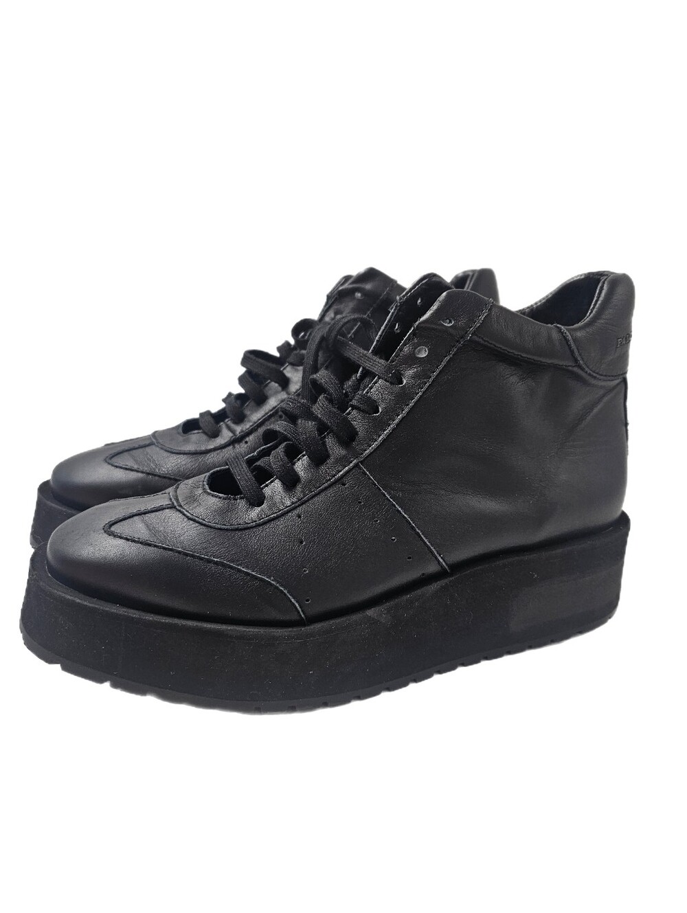 Paloma Barceló Black Leather Hightop Platform Sneakers Size 39 US 8.5 Spain